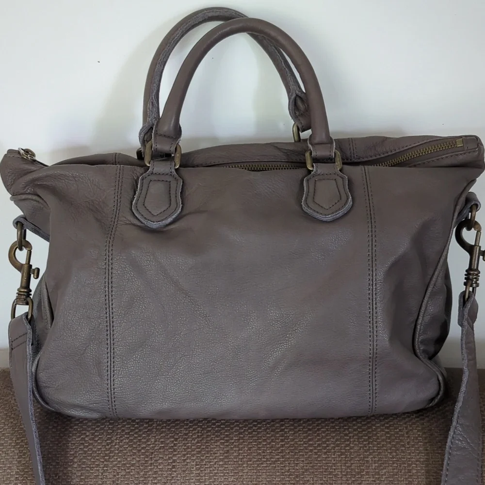 Liebskind Berlin Double Esther Gray Leather Satchel Bag
